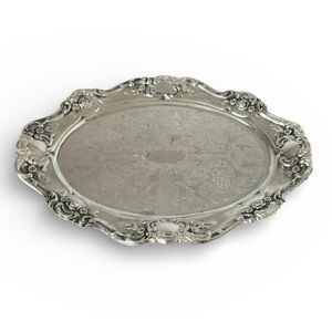 Towle silver-plate serving tray in the Vintage Chased pattern